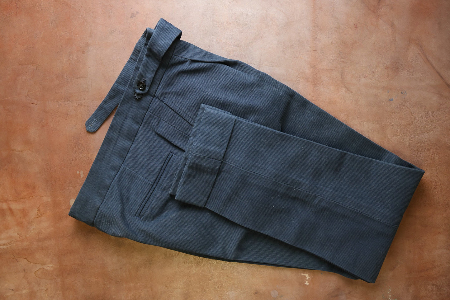 Yeossal - Double Gurkha Trousers - Blue Heavy Twill - 35 in