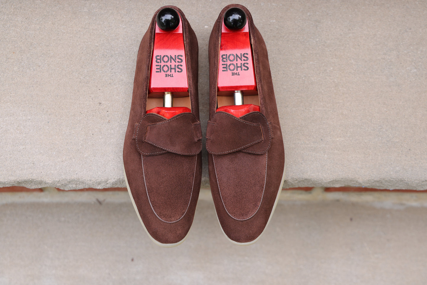 Sandpoint Soft Sole Butterfly Loafer – Tobacco Suede with Tonal Piping - PRE SALE