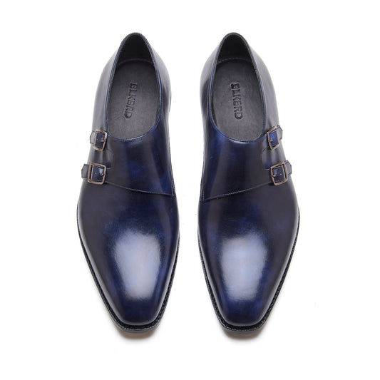Sabre - Spiral Double Monk Strap - Navy Museum Calf