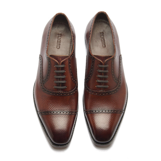 Bemer-X - Quarter Brogue Oxford - Cognac Hatch Grain