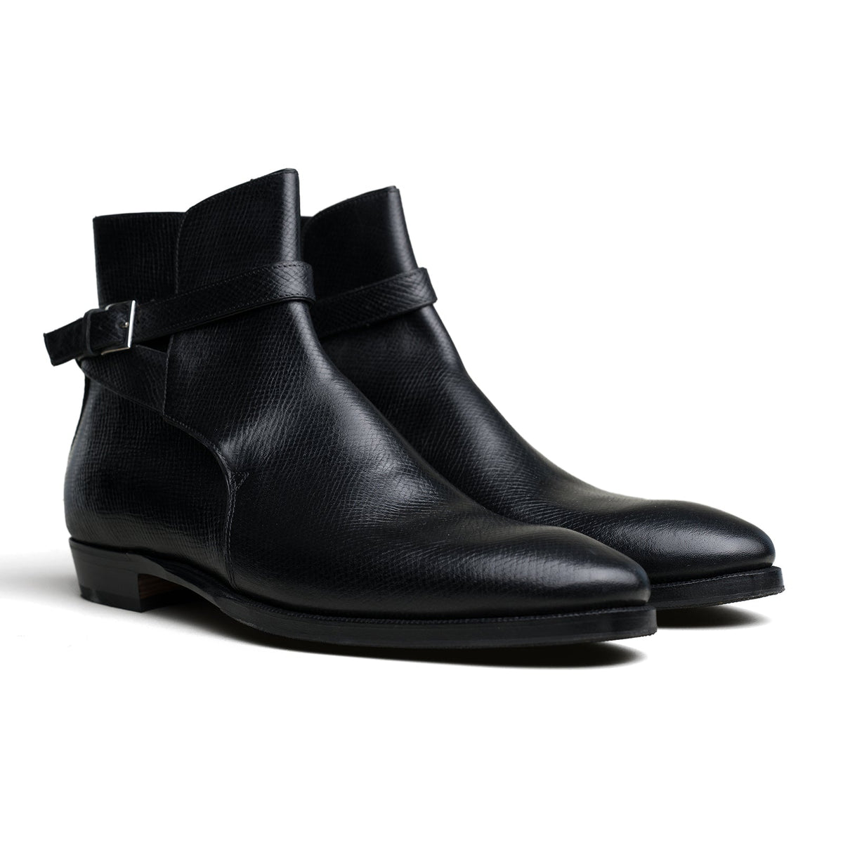 A pair of Black Hatchgrain shoes