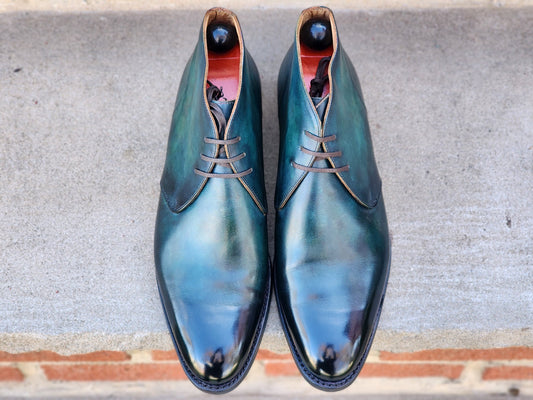 J.FitzPatrick - Leather Chukka Boots - Petrol Green Patina - US 7.5