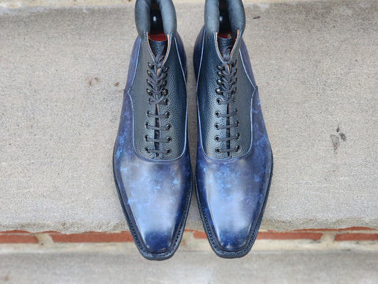 J.FitzPatrick - Oxford Boots - Navy Marble Patina/Navy Grain - US 7.5