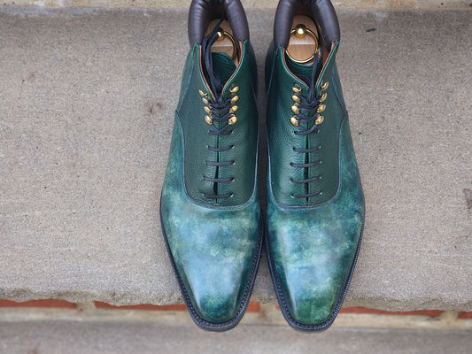 J.FitzPatrick - Oxford Boots - Green Marble Patina/Green Grain - US 7.5