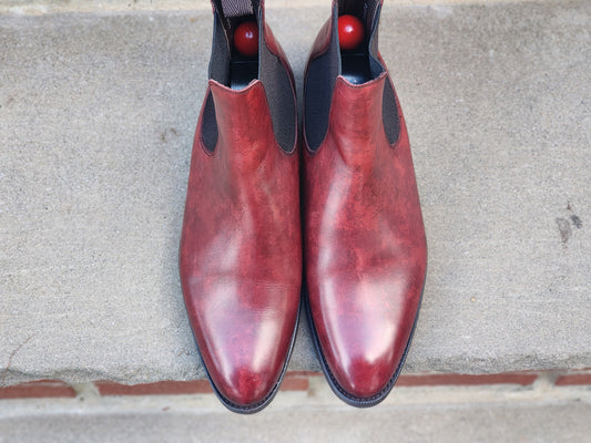 J.FitzPatrick - Chelsea Boots - Burgundy Marble Patina - US 7.5