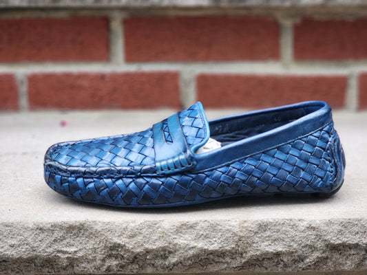 Mario Bemer - Driving Loafers - Blue Braided Calf - US 8