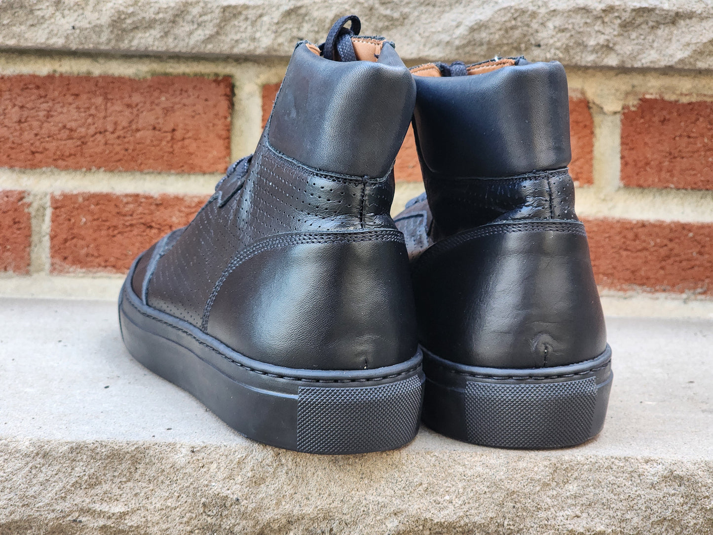 J.FitzPatrick - Hi Top Sneaker - Black Calf Perforated - Multiple Sizes