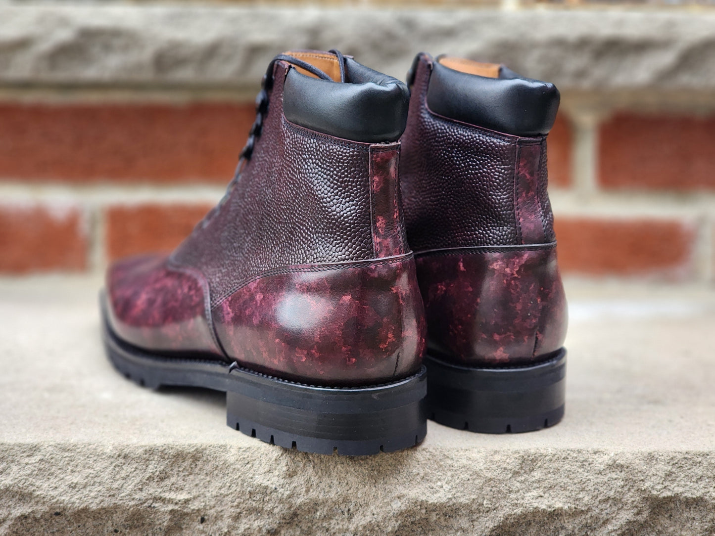 J.FitzPatrick - Botas Oxford - Azul marino con pátina de mármol/Grano azul marino