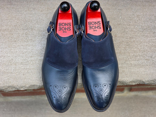 J.FitzPatrick - Double Monk Strap - Navy Calf / Suede - US 7.5