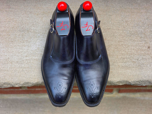 J.FitzPatrick - Single Monk Strap - Navy Museum Calf - US 7.5