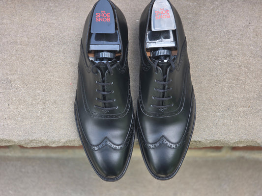 J.FitzPatrick - Wingtip Saddle Oxford - Black Calf - Multiple Sizes