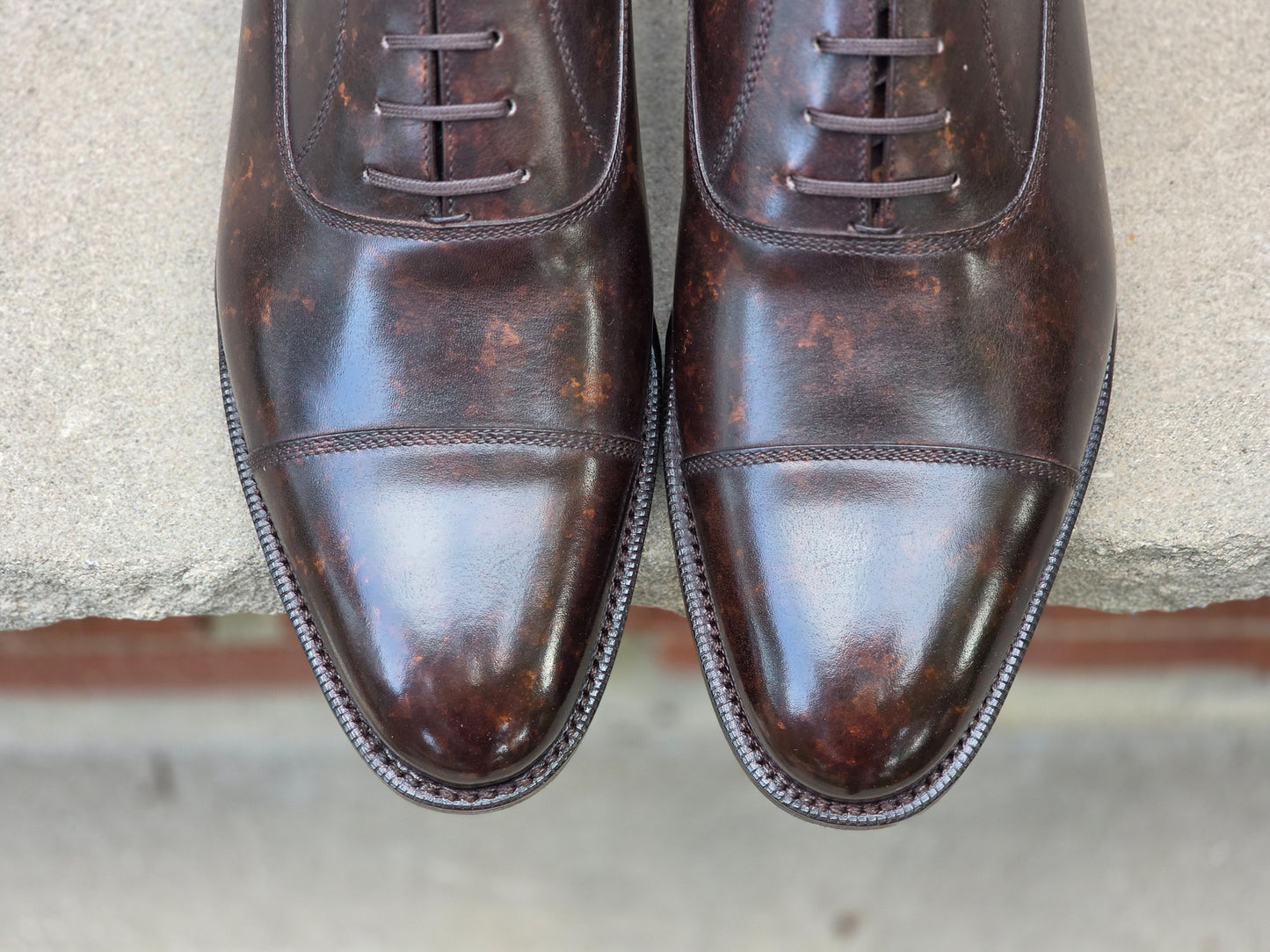 J.FitzPatrick - Cap Toe Oxford - Dark Brown Marble Patina - US 8.5