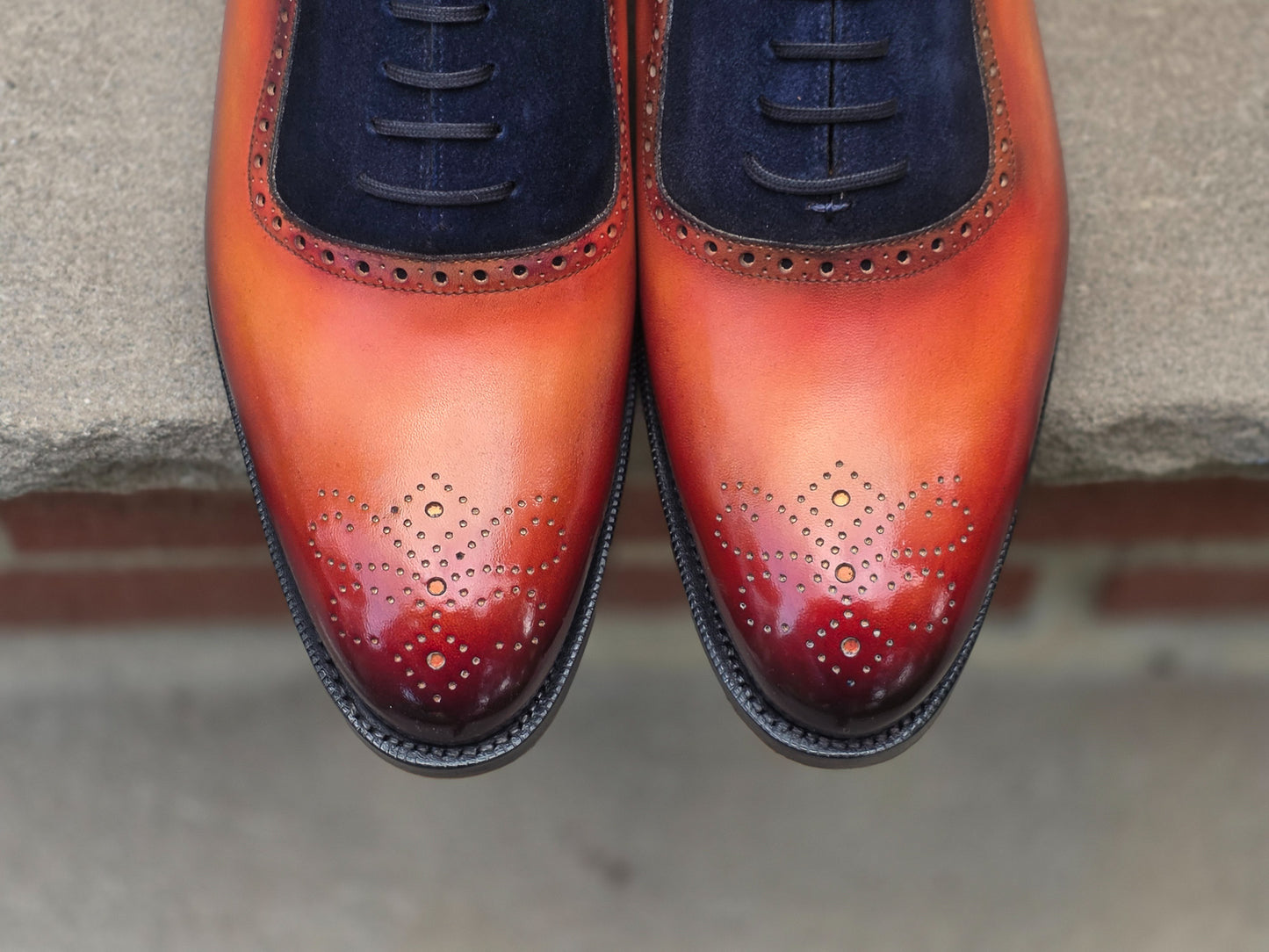 J.FitzPatrick - Adelaide Oxford - Custom Sunset Patina / Navy Suede - US 8