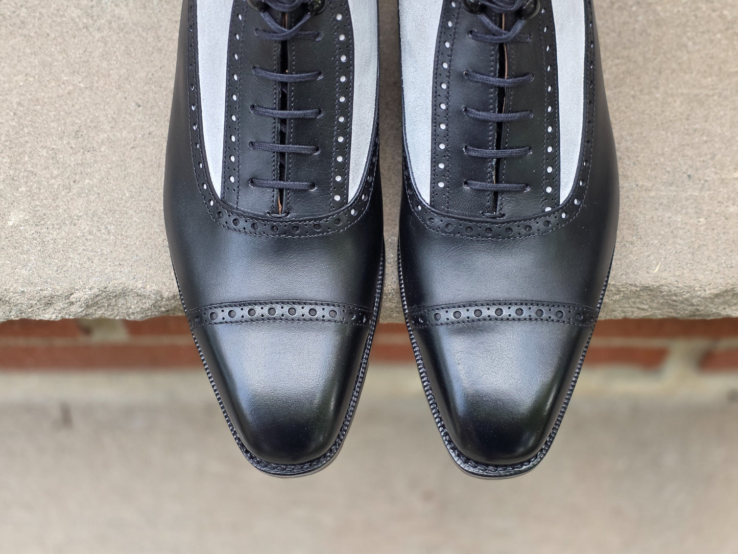 J.FitzPatrick - Oxford Boots - Black Calf / Pearl Suede - US 7.5