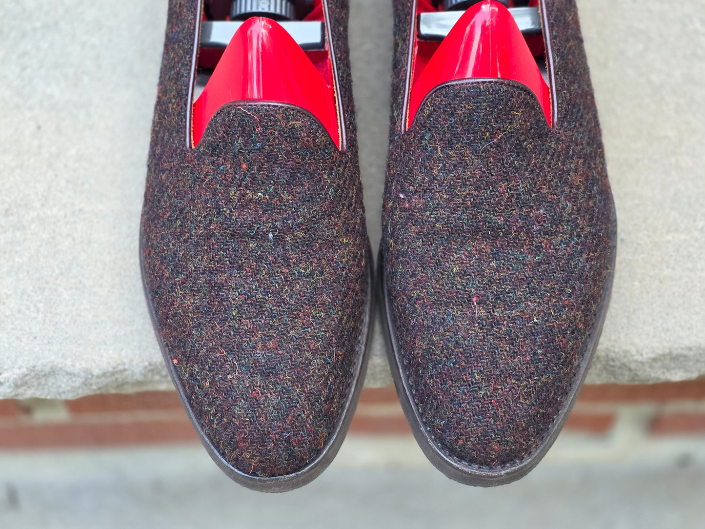 J.FitzPatrick - Whole Cut Loafers - Burgundy Medley Tweed - US 8