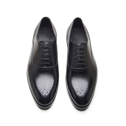 Wenzel – Medallion Oxford – Black Calf & Pin Grain