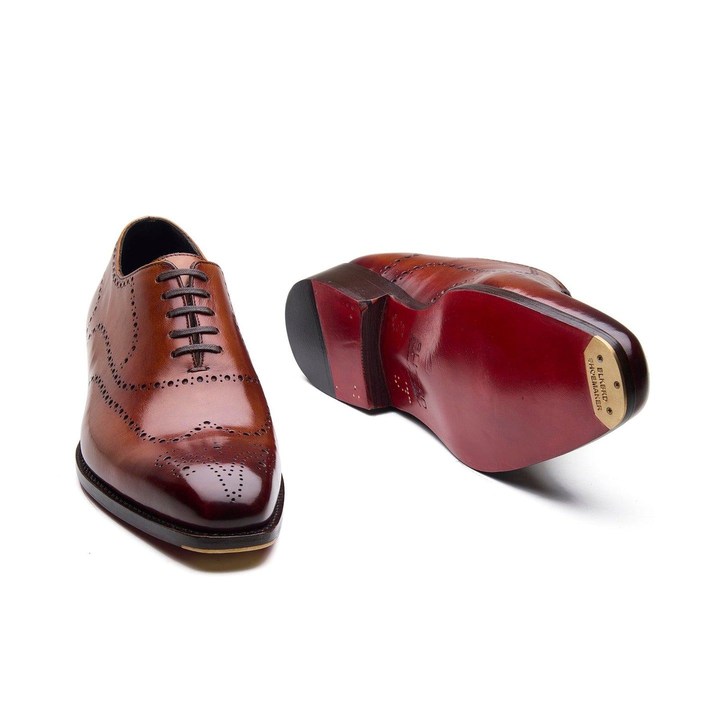 Constello - Seamless Brogue Whole Cut Oxford - Bourbon Calf