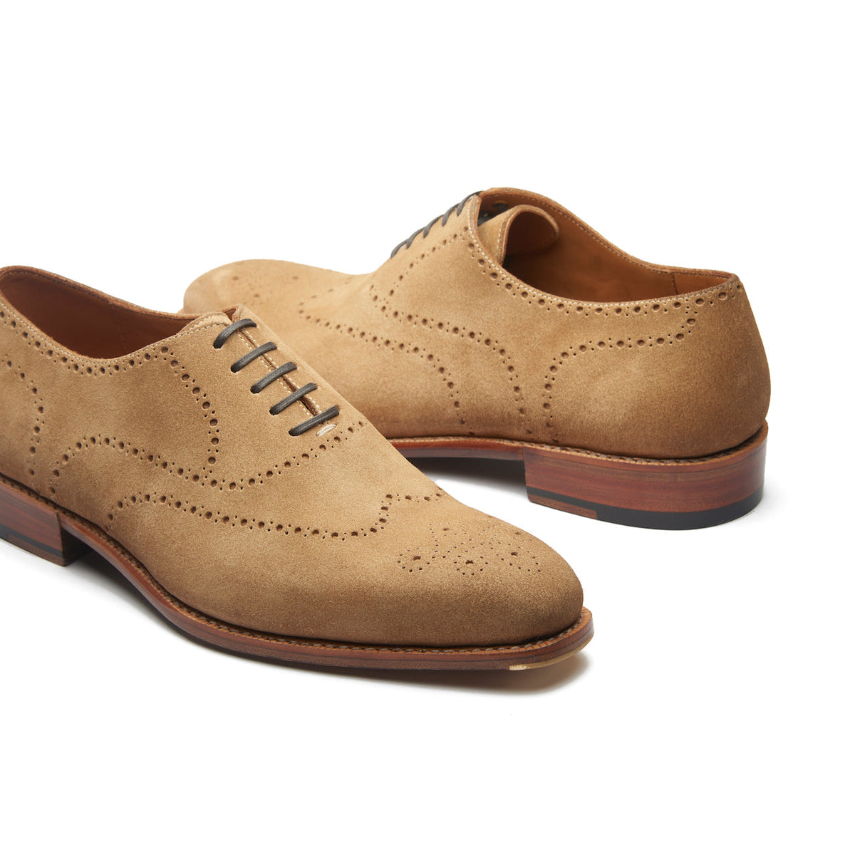 Constello - Seamless Brogue Whole Cut Oxford - Cashew Suede