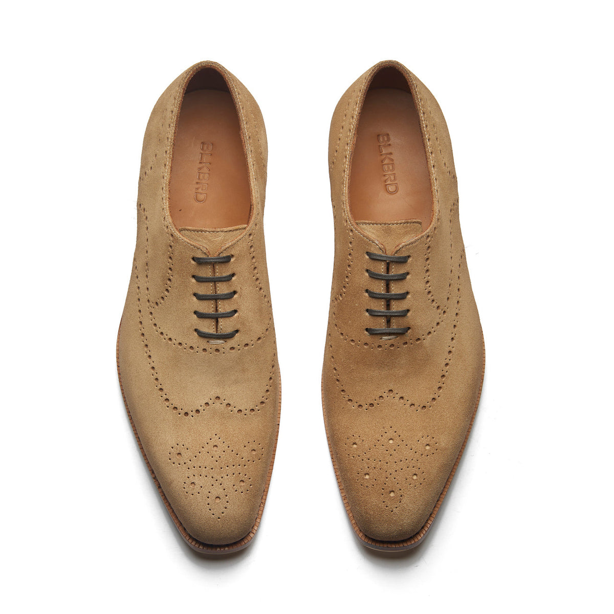 Constello - Seamless Brogue Whole Cut Oxford - Cashew Suede