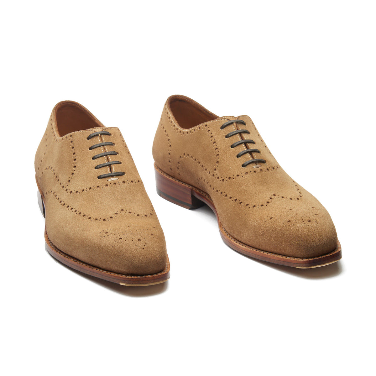 Constello - Seamless Brogue Whole Cut Oxford - Cashew Suede