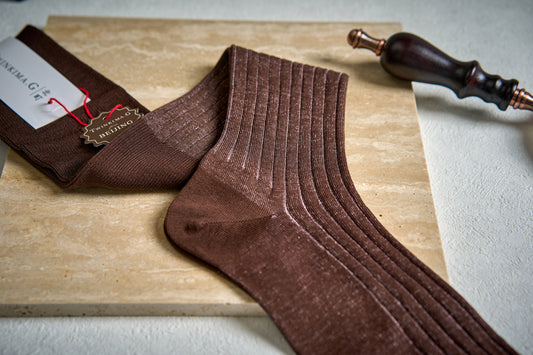 Twinkima.G - Egyptian Cotton Socks - Hickory Brown Striped (OTC)