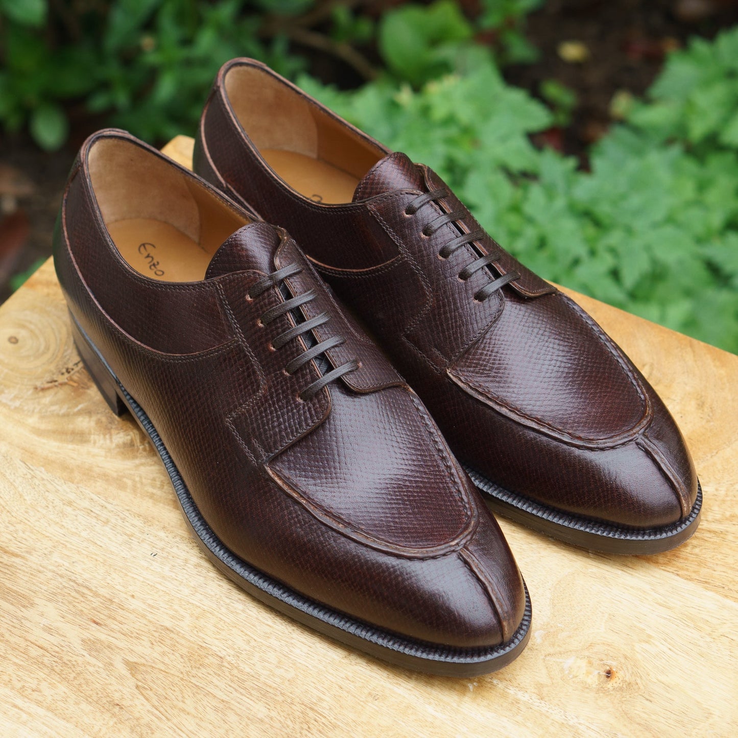 Enzo Bonafe - Style 2475 Split Toe Derby - Saddle Brown Hatchgrain