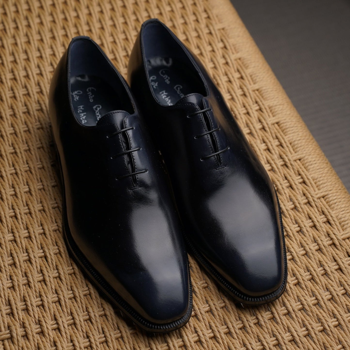 Enzo Bonafe - 3 Eyelet Wholecut Oxford - Dark Blue Calf