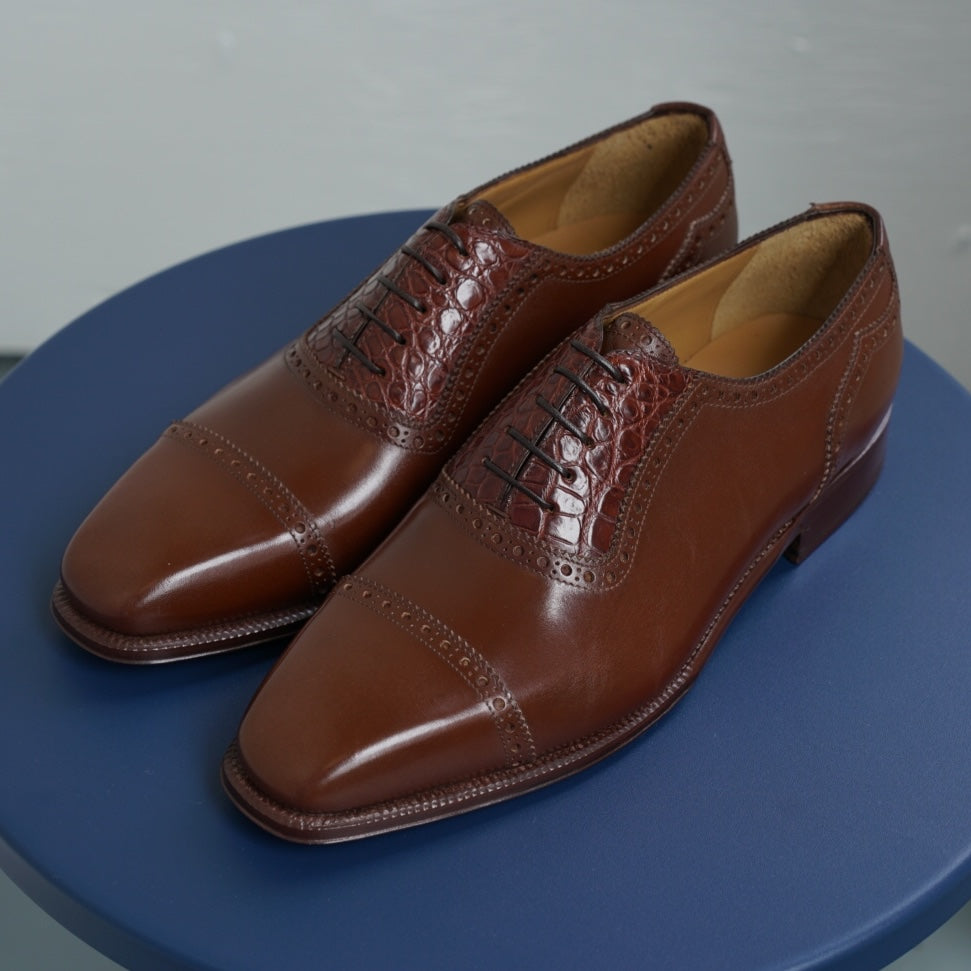 Enzo Bonafe - Style 3966 Adelaide Oxford - Reddish Brown (03058) / Alligator