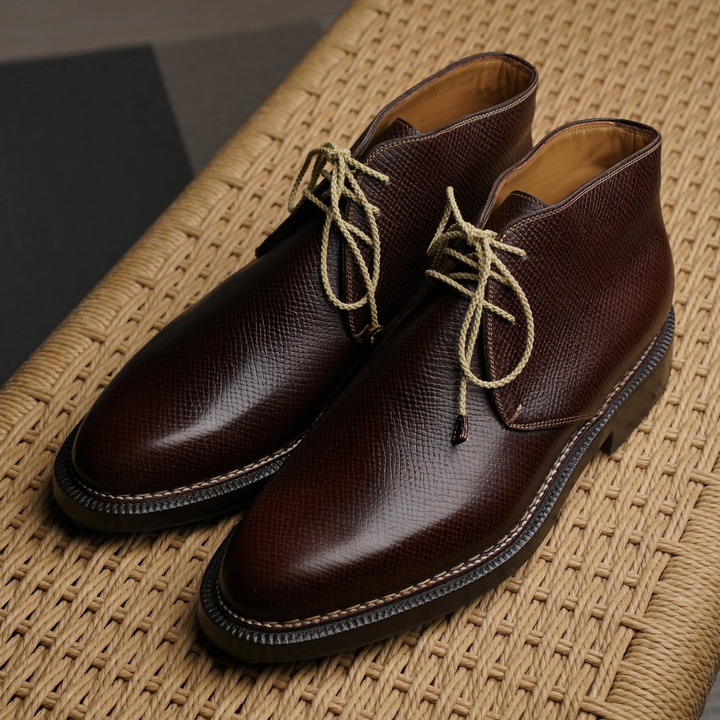 Enzo Bonafe - Style 3722 Chukka Boot - Saddle Brown Hatchgrain