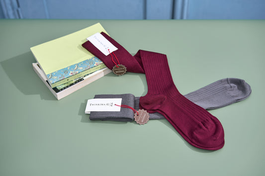 Twinkima.G - Egyptian Cotton Socks - Solid Burgundy (OTC)