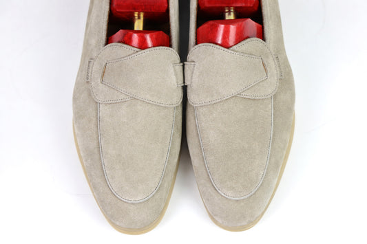 Sandpoint Soft Sole Butterfly Loafer – Oyster Suede with Tonal Piping - PRE SALE