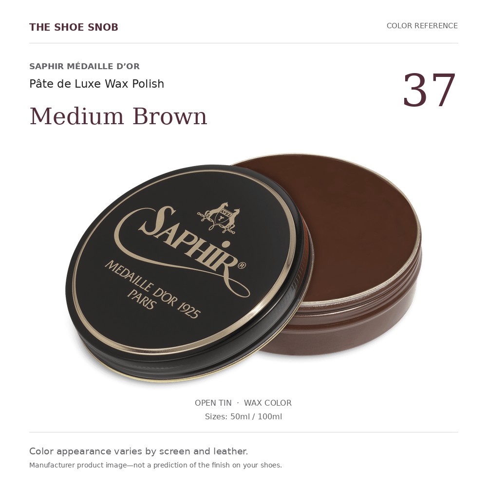 Saphir Médaille d’Or Pâte de Luxe Medium Brown 37 wax color; offered in 50ml and 100ml