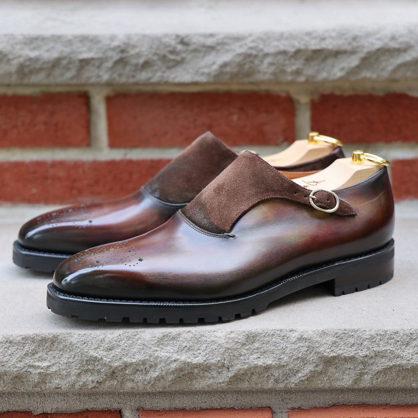 J.FitzPatrick - Oxford en daim pleine fleur - Marron foncé