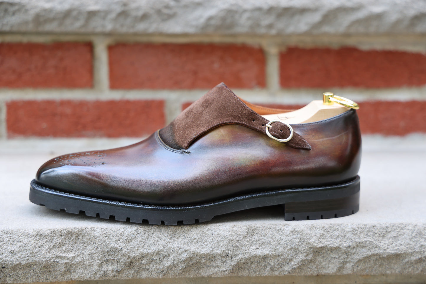 J.FitzPatrick - Oxford en daim pleine fleur - Marron foncé