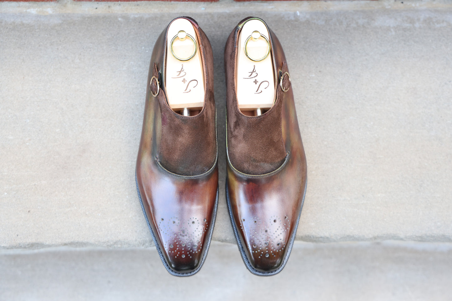 J.FitzPatrick - Oxford en daim pleine fleur - Marron foncé