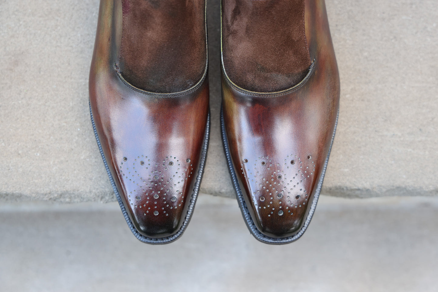 J.FitzPatrick - Oxford en daim pleine fleur - Marron foncé