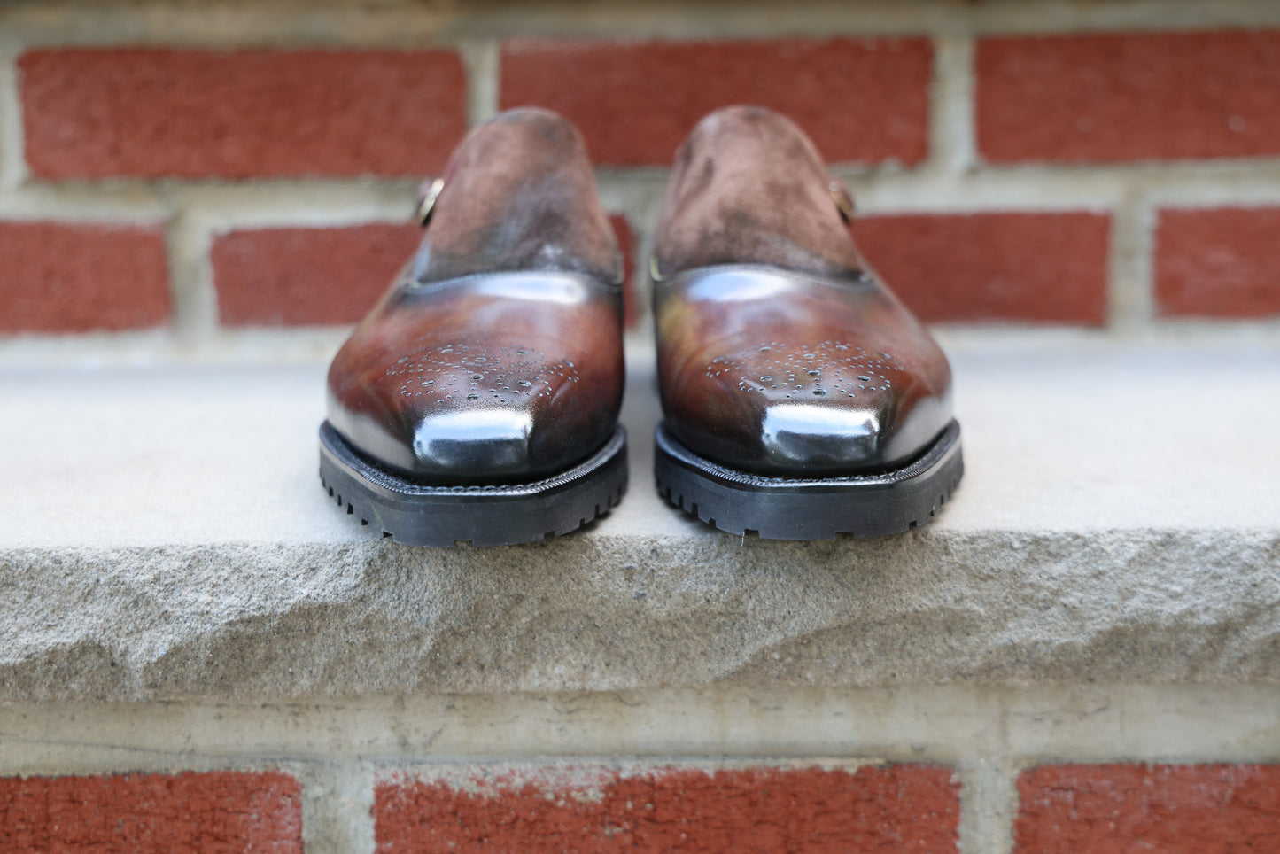 J.FitzPatrick - Oxford en daim pleine fleur - Marron foncé