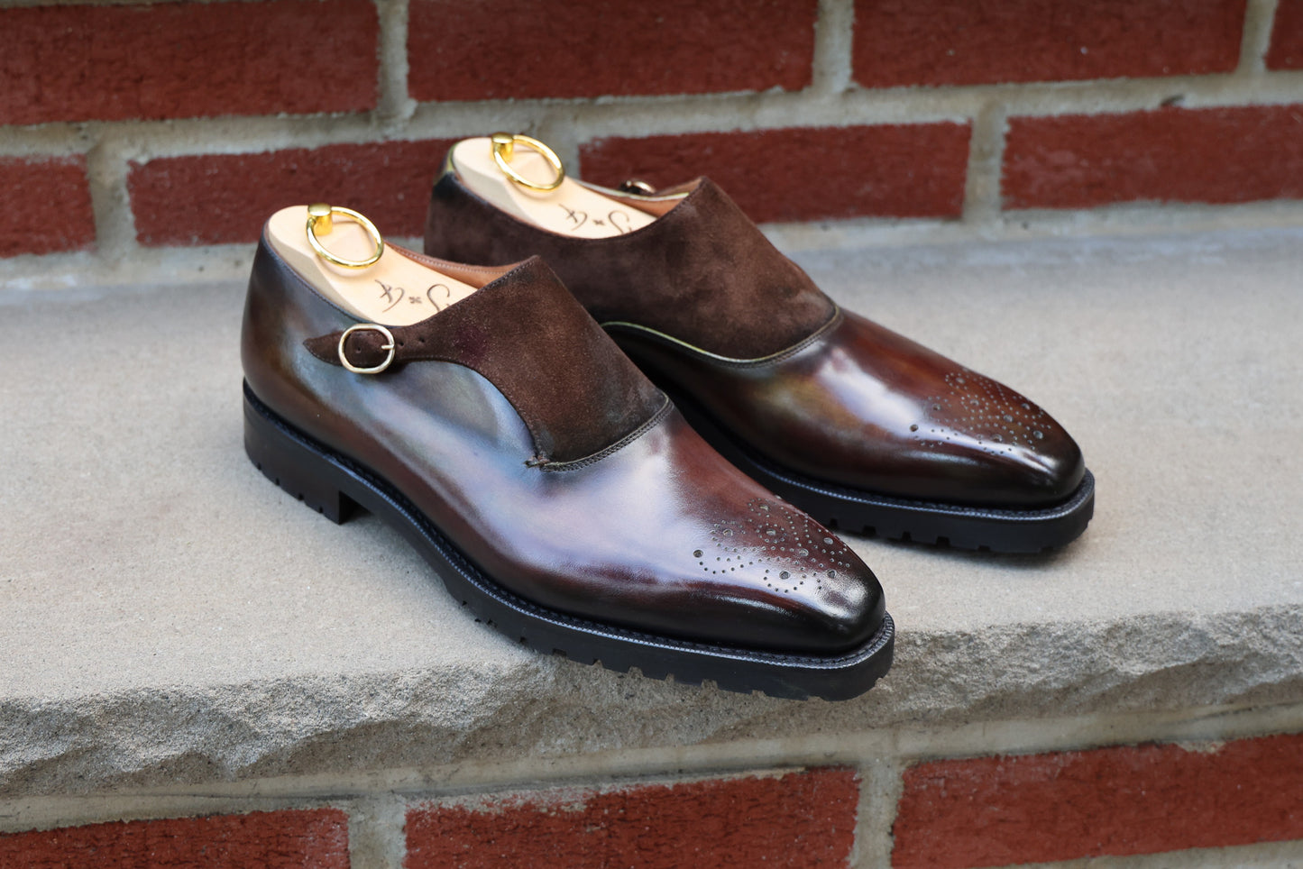 J.FitzPatrick - Oxford en daim pleine fleur - Marron foncé