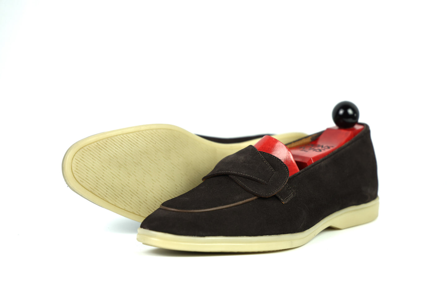 Sandpoint Soft Sole Butterfly Loafer – Dark Brown Suede with Dark Brown Piping - PRE SALE