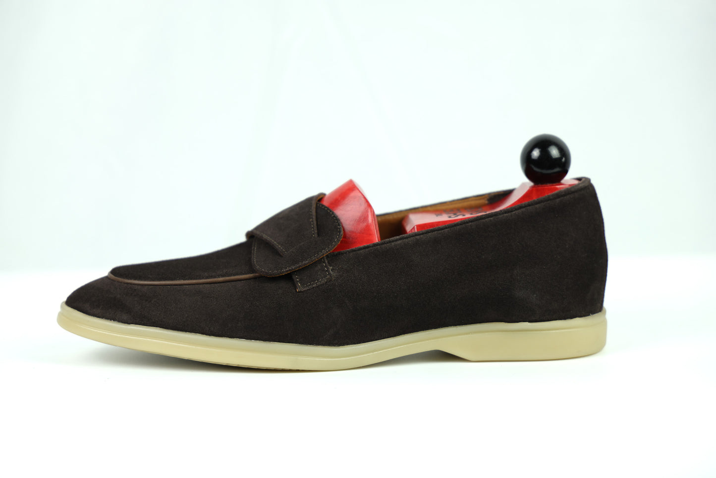 Sandpoint Soft Sole Butterfly Loafer – Dark Brown Suede with Dark Brown Piping - PRE SALE
