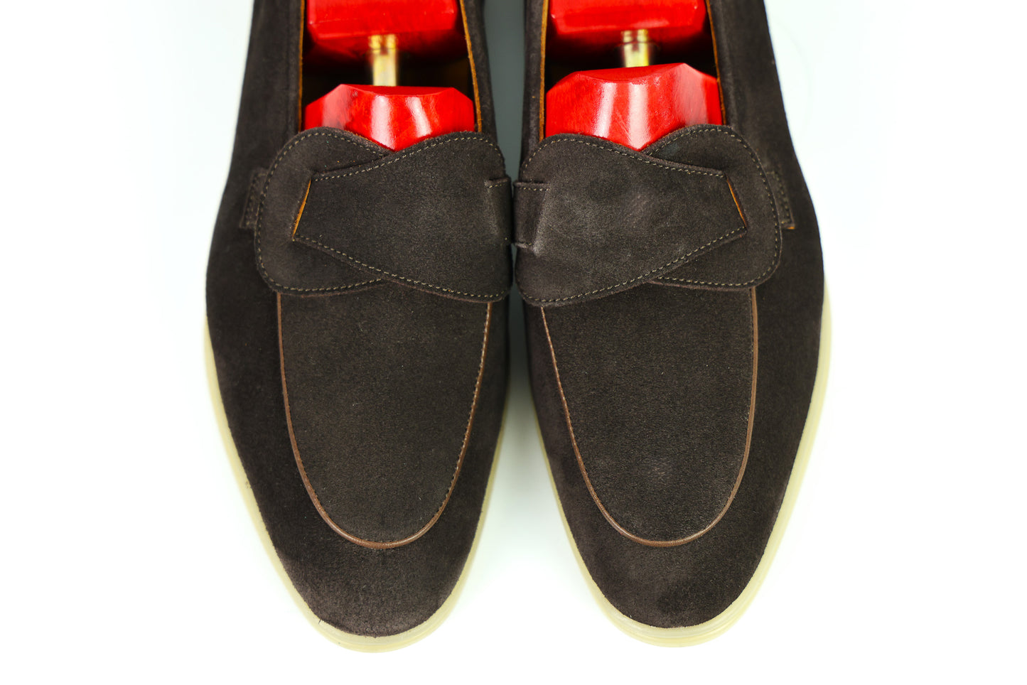 Sandpoint Soft Sole Butterfly Loafer – Dark Brown Suede with Dark Brown Piping - PRE SALE