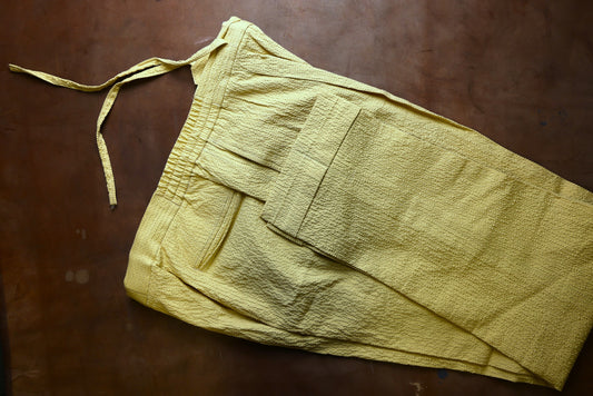 Yeossal - Seersucker Trousers - Soft Yellow - 32 in