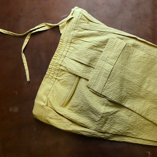 Yeossal - Seersucker Trousers - Soft Yellow - 32 in