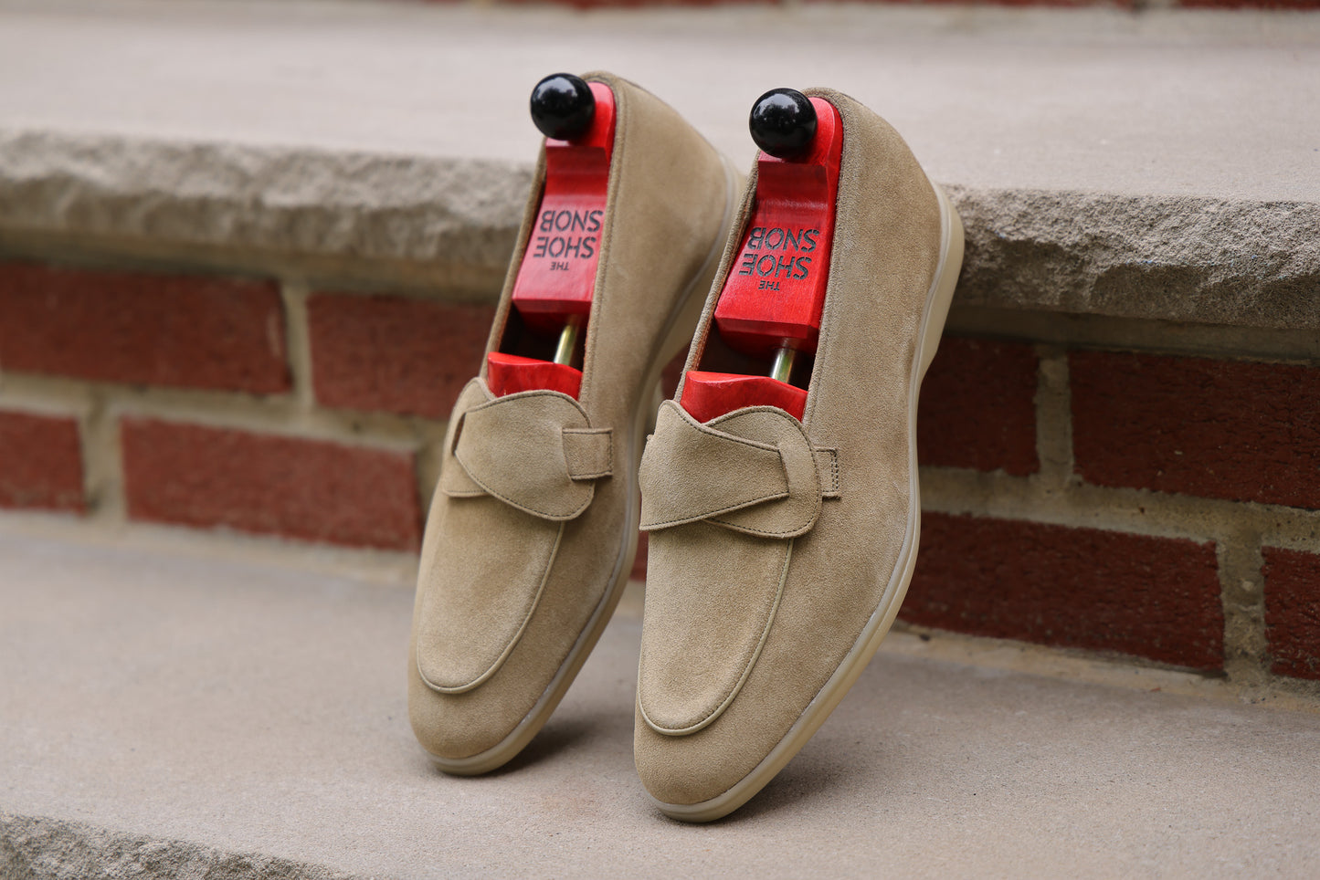 Sandpoint Soft Sole Butterfly Loafer – Sand Suede with Tonal Piping - PRE SALE