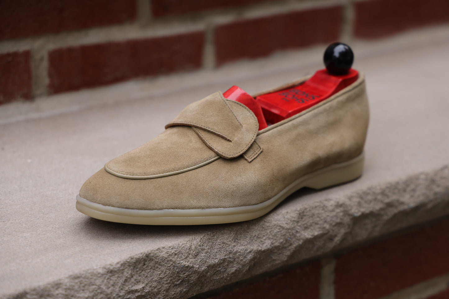 Sandpoint Soft Sole Butterfly Loafer – Sand Suede with Tonal Piping - PRE SALE
