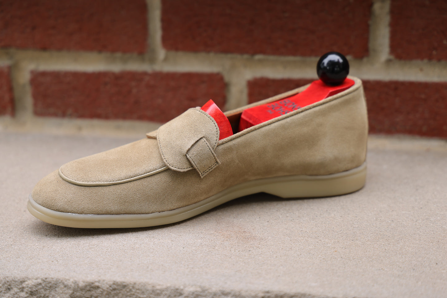 Sandpoint Soft Sole Butterfly Loafer – Sand Suede with Tonal Piping - PRE SALE
