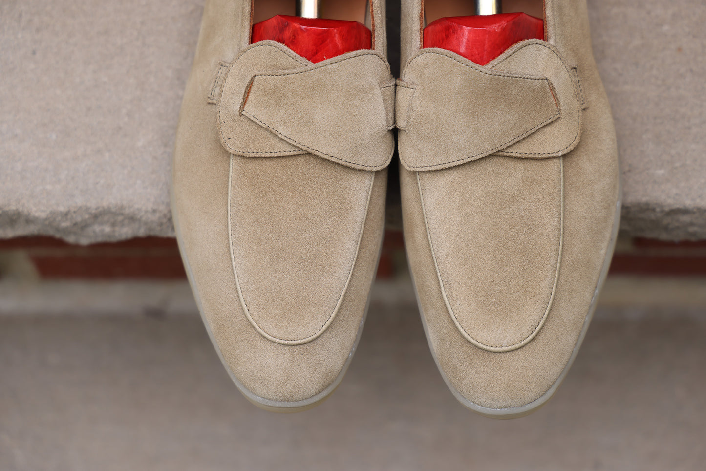 Sandpoint Soft Sole Butterfly Loafer – Sand Suede with Tonal Piping - PRE SALE