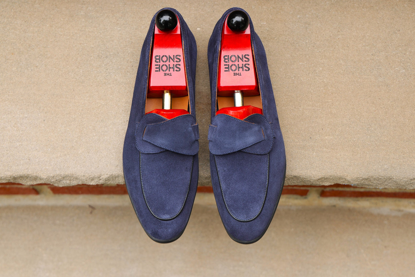 Sandpoint Soft Sole Butterfly Loafer – Navy Suede with Black Piping - PRE SALE
