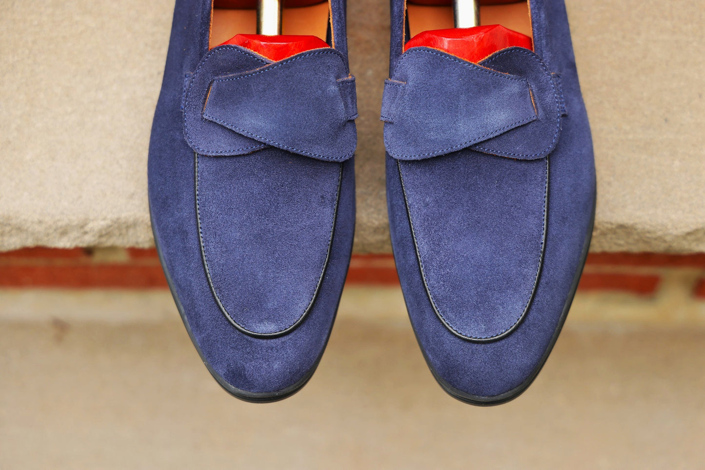 Sandpoint Soft Sole Butterfly Loafer – Navy Suede with Black Piping - PRE SALE