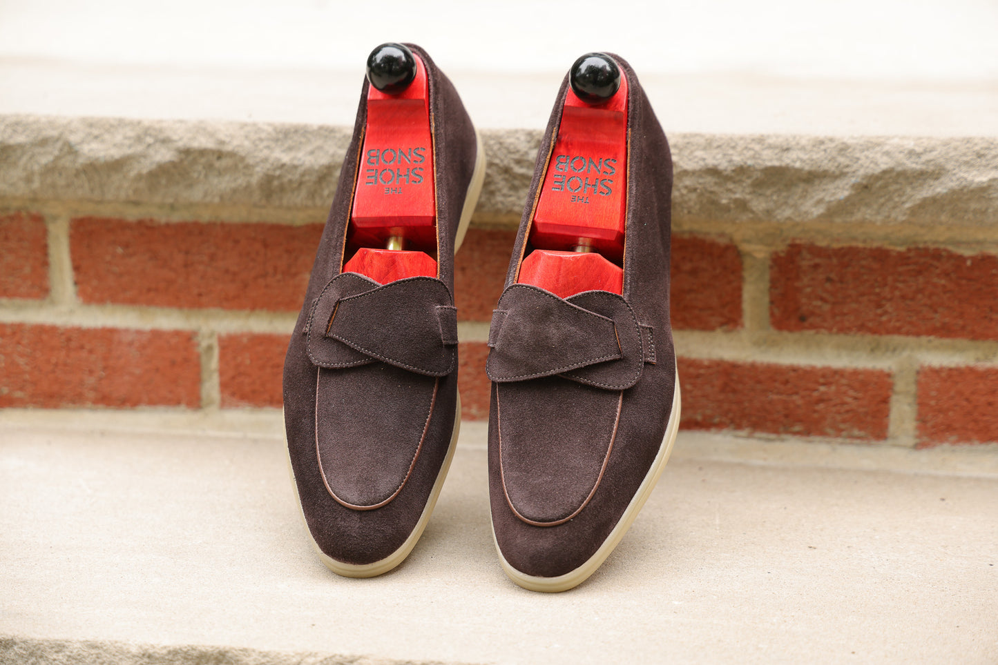 Sandpoint Soft Sole Butterfly Loafer – Dark Brown Suede with Dark Brown Piping - PRE SALE